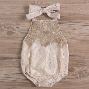 Boutique Baby Girl backless Lace romper/onesie